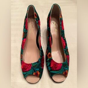 Sesto Meucci Red and Green Floral Heels